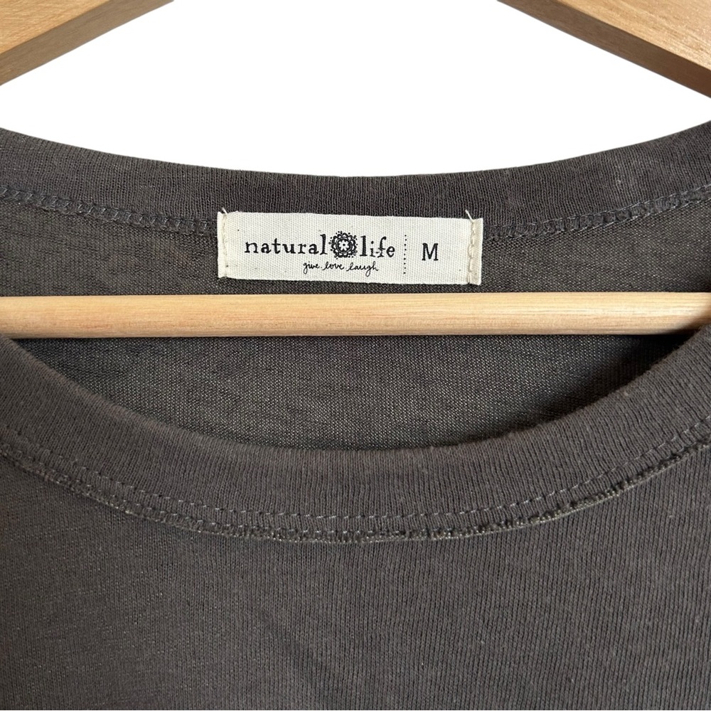 NATURAL LIFE Gray Top with Plaid Sleeves Medium - Picture 8 of 11